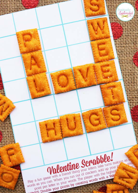 Edible Scrabble valentine idea, including a free printable card with a game board inside. So fun!!