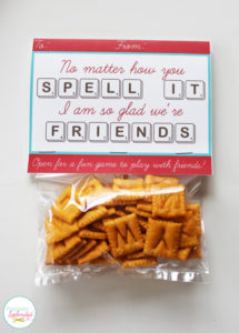 Edible Scrabble valentine idea, including a free printable card with a game board inside. So fun!!
