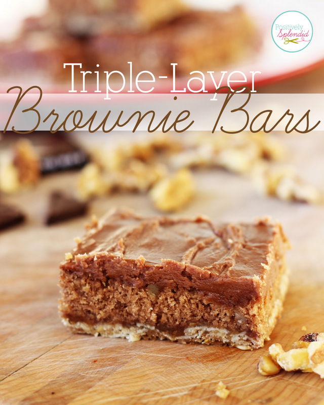 These triple-layer brownie bars look downright decadent! Yum!