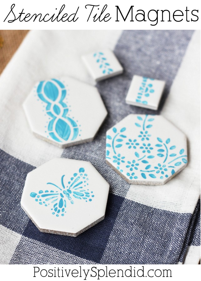 Stenciled tile magnets - so quick and easy!