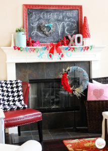 Lovely Valentine's Day mantel at Positively Splendid. This chalkboard art is so pretty!