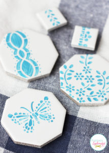 Stenciled tile magnets - so quick and easy!