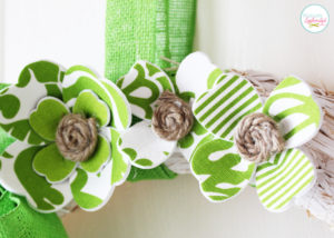 Darling St. Patrick's Day wreath at Positively Splendid with fabric and foam shamrocks.