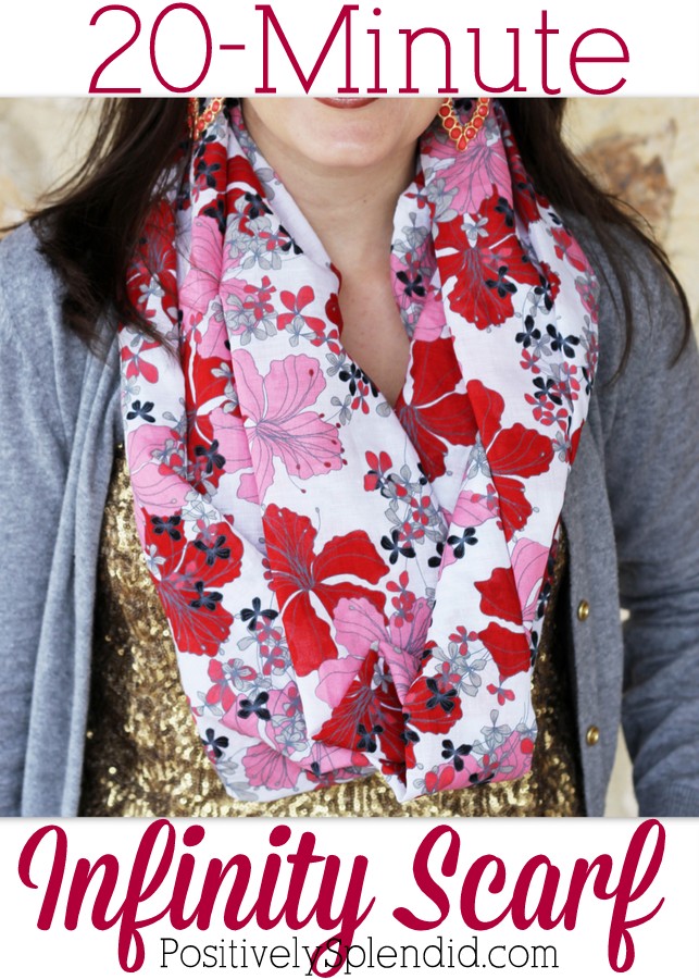 Infinity scarf tutorial at Positively Splendid. These can be whipped up in a matter of minutes!