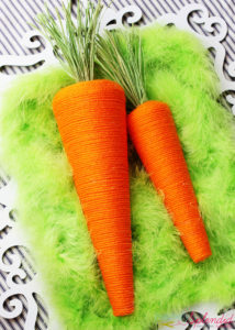 Decorative carrots made with yarn and Styrofoam cones. Simply adorable!
