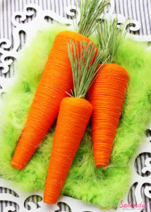 Decorative carrots made with yarn and Styrofoam cones. Simply adorable!