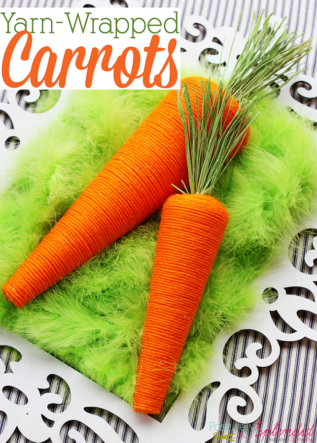 Decorative carrots made with yarn and Styrofoam cones. Simply adorable!