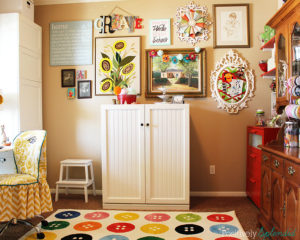 Bright and eclectic craft room at Positively Splendid