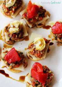 These swiss cheese and red pepper tapenade bruschetta bites are a perfect snack, or a fun appetizer! #lifeingredients