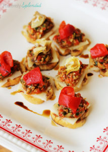 These swiss cheese and red pepper tapenade bruschetta bites are a perfect snack, or a fun appetizer! #lifeingredients
