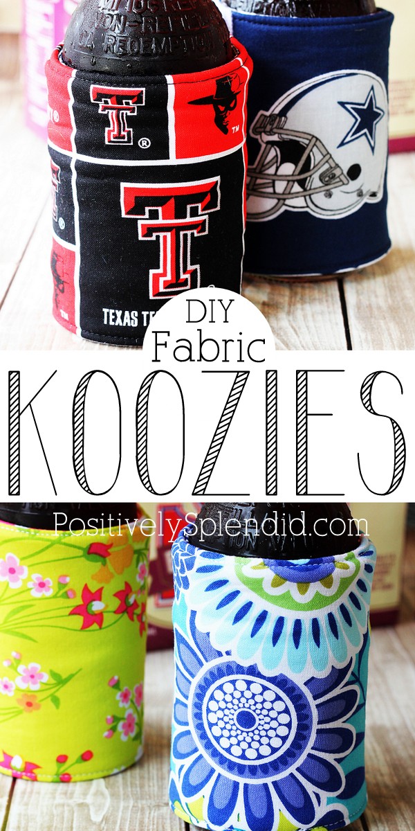 DIY Koozies - Perfect for making with any fabric! What a fun idea for summer!