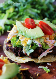 Easy chicken and black bean tostadas. Everyone will love these!