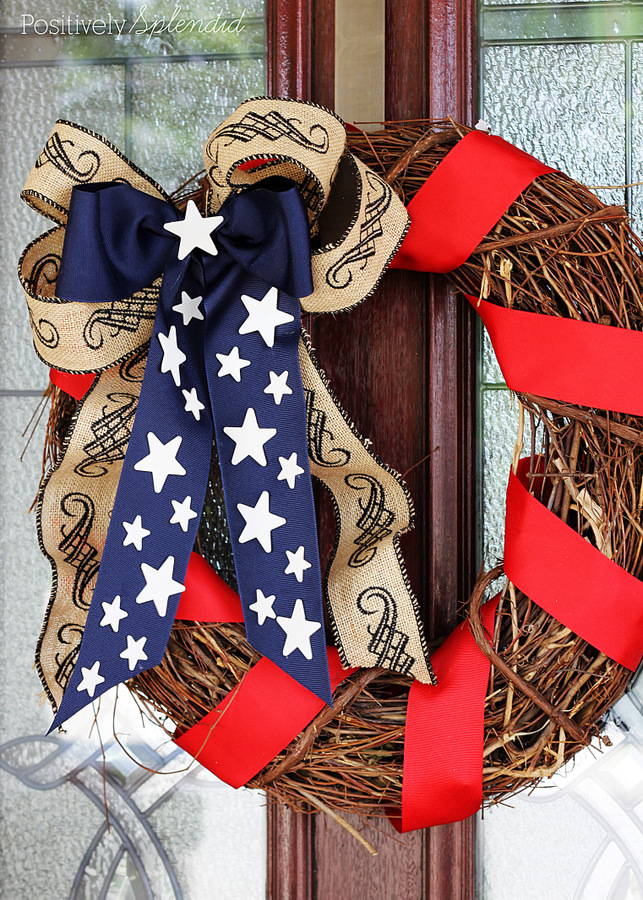 Red White Blue Patriotic Wreath Bow July 4th Wreath Bow Patriotic swag Bow Independence Day Celebration Decor Patriotic Gifts Bow 