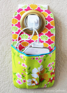 Hanging phone charging station sewing pattern and tutorial. This is such a great idea to keep cords contained!