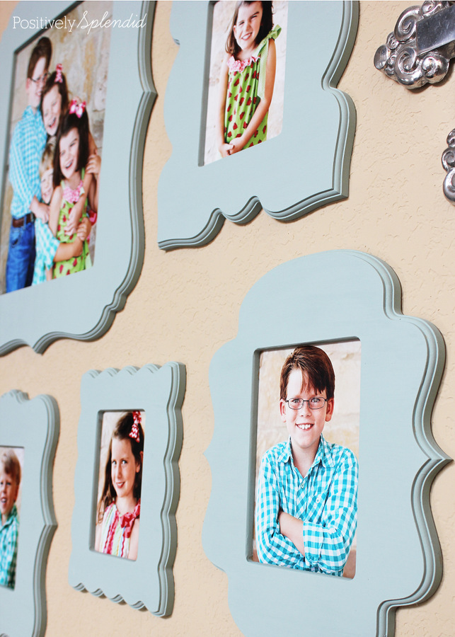 Family portrait wall with Cut It Out Frames, plus some terrific tips for taking great portraits of kids!