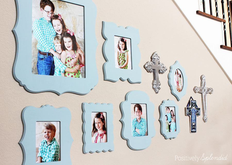Family portrait wall with Cut It Out Frames, plus some terrific tips for taking great portraits of kids!