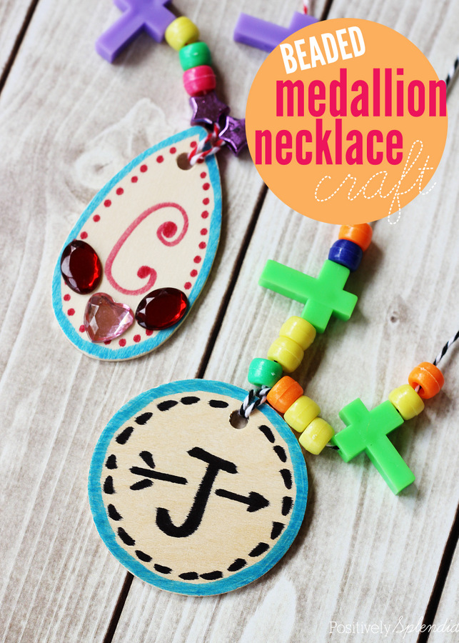 Cute medallion necklaces for kids. Easy and fun!