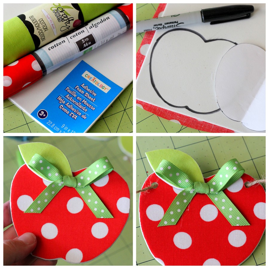 Adorable no-sew fabric apple garland craft. This would be so cute for a classroom!