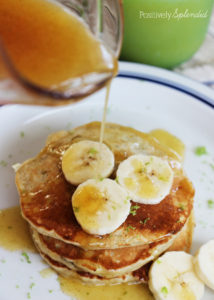 Coconut-banana pancakes with cinnamon honey butter. A perfect weekend breakfast treat!