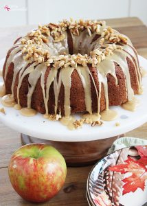 Apple Cream Cheese Cake with Praline Frosting - A delicious recipe to use fall apples!