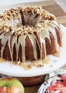 Apple Cream Cheese Cake with Praline Frosting - A delicious recipe to use fall apples!