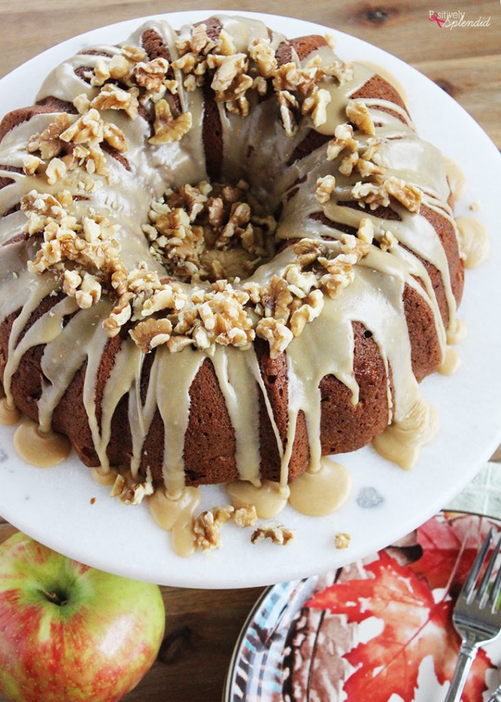 Apple Cream Cheese Cake with Praline Frosting - A delicious recipe to use fall apples!