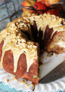 Utterly decadent! Apple-cream cheese cake with praline frosting. #fall #apples #cakes #desserts