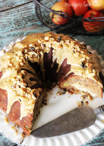 Utterly decadent! Apple-cream cheese cake with praline frosting. #fall #apples #cakes #desserts