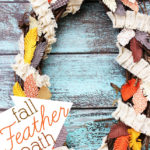 Fall feather wreath made with paper embellishments from the scrapbooking aisle. Easy and fun!