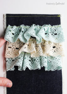 Denim and Lace Ruffled Pouch Tutorial from Positively Splendid #MichaelsMakers
