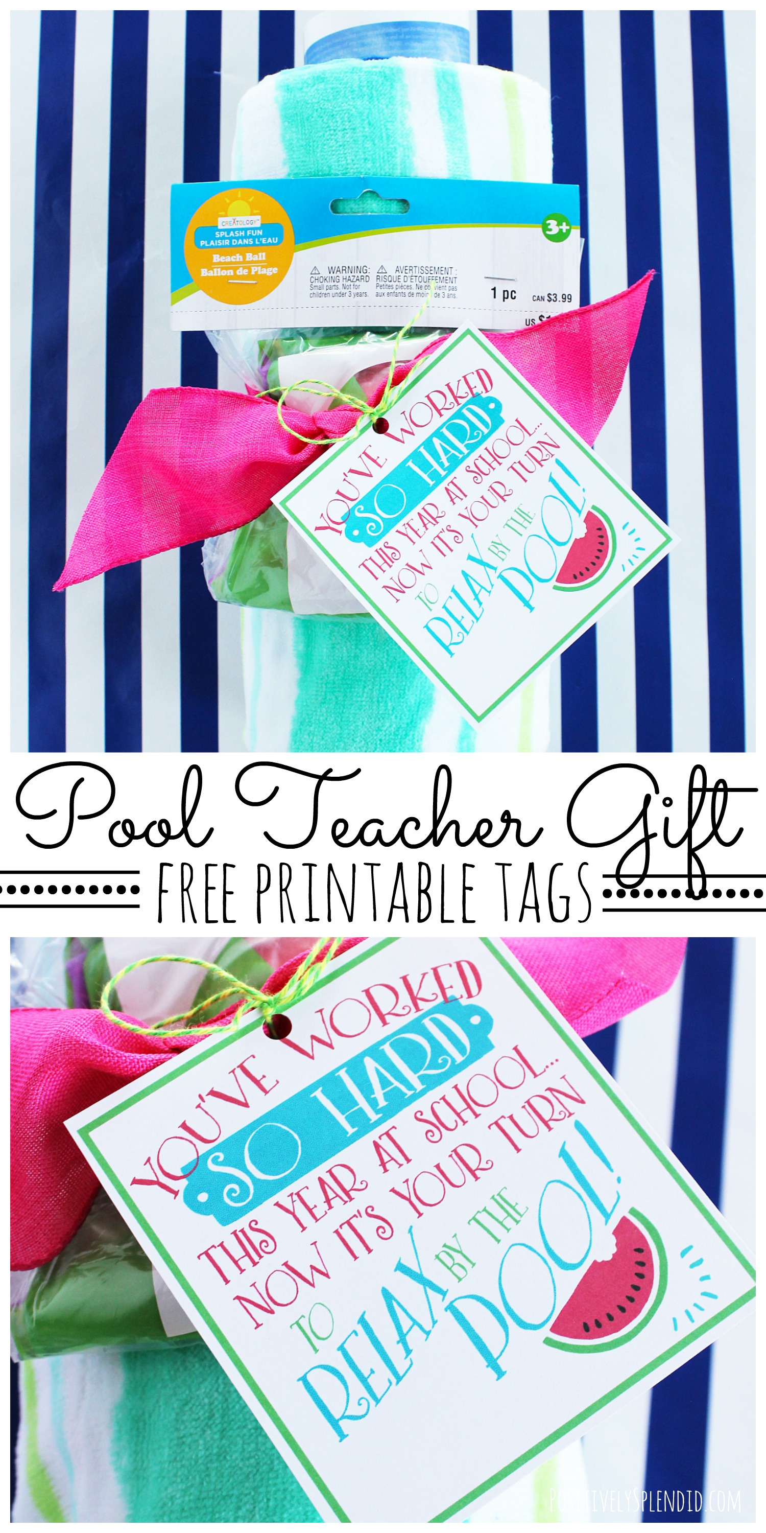 Pool Teacher Gift Idea With Free Printable Gift s