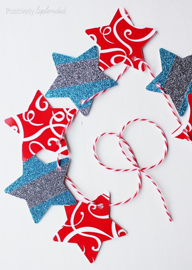 Glittered Star Garland - Perfect for July 4th! #MakeAmazing