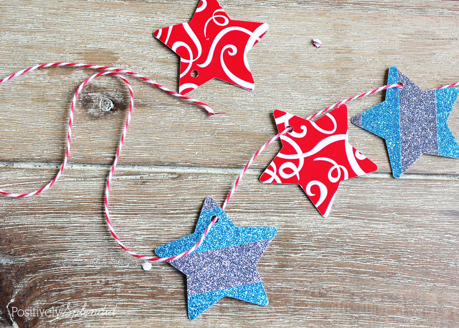Glittered Star Garland  - Perfect for July 4th! #MakeAmazing