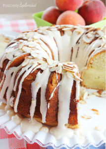 Fresh Peaches and Cream Cake. Moist cake filled with chopped fresh peaches and a ribbon of cream cheese filling, and topped off with peach-cream cheese frosting. Delicious!