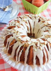 Fresh Peaches and Cream Cake. Moist cake filled with chopped fresh peaches and a ribbon of cream cheese filling, and topped off with peach-cream cheese frosting. Delicious!