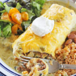 Green Chile Smothered Burrito Recipe. This beef and potato filling is absolutely delicious!