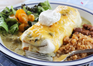 Green Chile Smothered Burrito Recipe. This beef and potato filling is absolutely delicious!