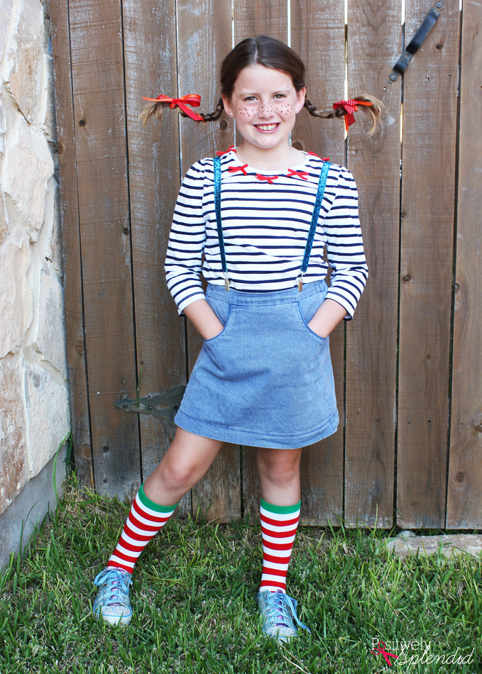 How to make a DIY Pippi Longstocking Costume - including the how-to for those famous pigtails! #MichaelsMakers