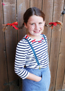 How to make a DIY Pippi Longstocking Costume - including the how-to for those famous pigtails! #MichaelsMakers