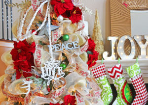 Poinsettia and Ribbon Christmas Tree #MichaelsMakers