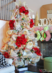 Poinsettia and Ribbon Christmas Tree #MichaelsMakers