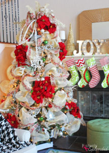 Poinsettia and Ribbon Christmas Tree #MichaelsMakers