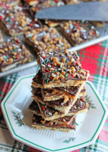 Dark Chocolate Toffee Bark Recipe--made with saltine crackers, believe it or not! #NewTraditions