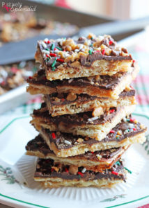 Dark Chocolate Toffee Bark--made with saltine crackers, believe it or not! #NewTraditions