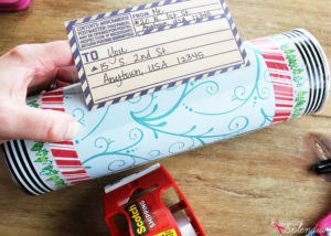 Mail cookies in an embellished chip canister. So smart! #MakeAmazing