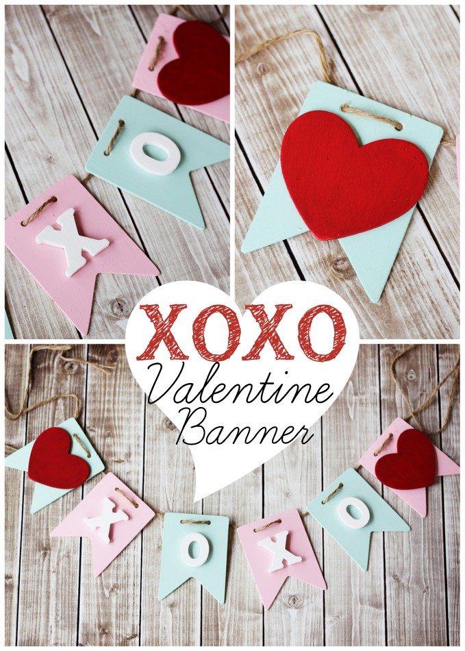 Such a sweet craft project for Valentine's Day! XOXO Valentine Banner at Positively Splendid