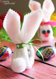 Adorable bunnies made with Cadbury Creme Eggs. A perfect treat for Easter baskets! #HersheysEaster