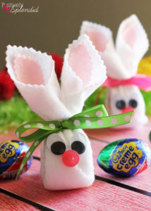 Adorable bunnies made with Cadbury Creme Eggs. A perfect treat for Easter baskets! #HersheysEaster
