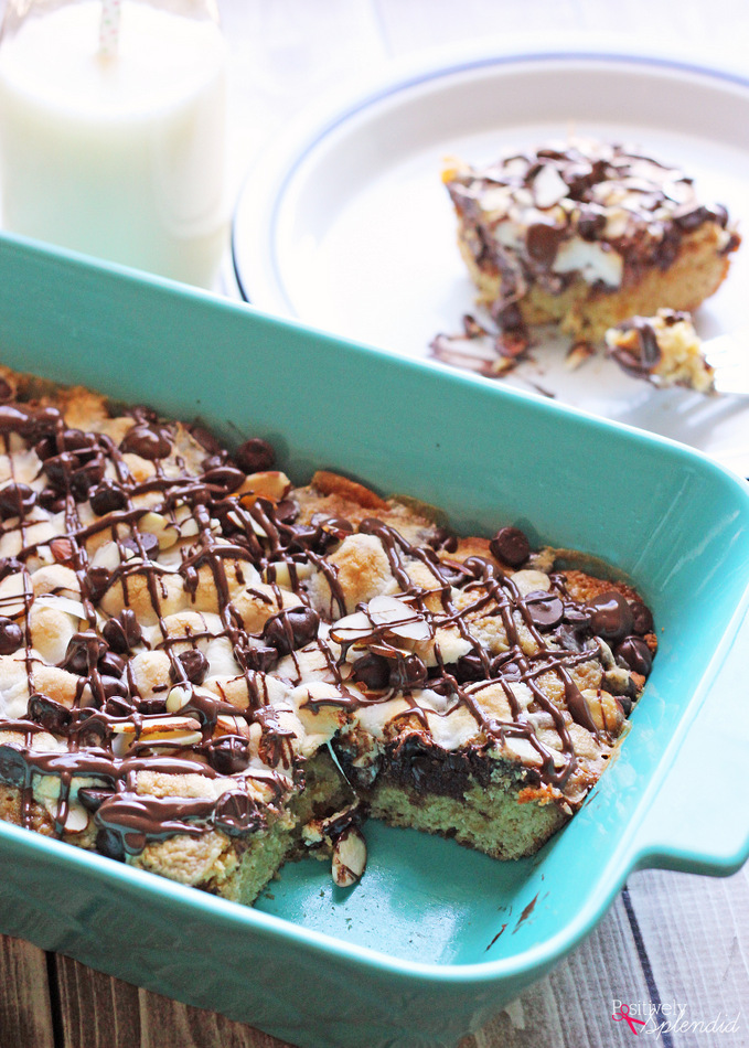 Rocky Road Blondie Bar Cookie Recipe at Positively Splendid - Great for making with kids! #HugTheMess