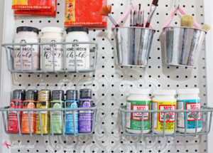 Stenciled Pegboard Craft Organizer - incredibly functional and so pretty!